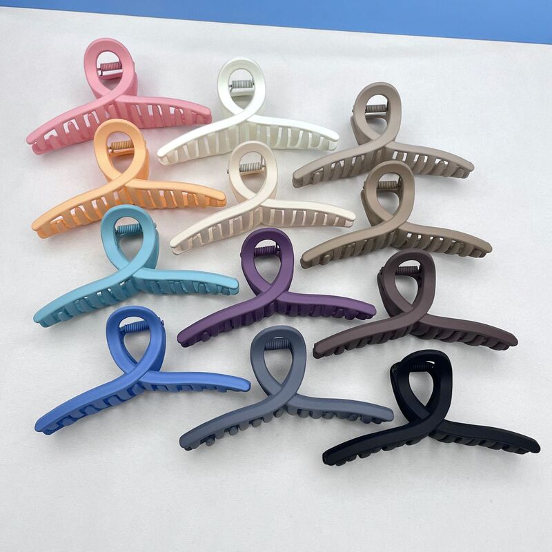 Oufeile matte texture grip clip large cross shark clip back head high horsetail hairpin hair accessories wholesale