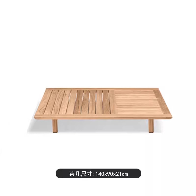 Sofá de madera maciza al aire libre a prueba de lluvia y protección solar terraza mesa de té al aire libre nórdica ocio varña patio combinación de muebles de villa