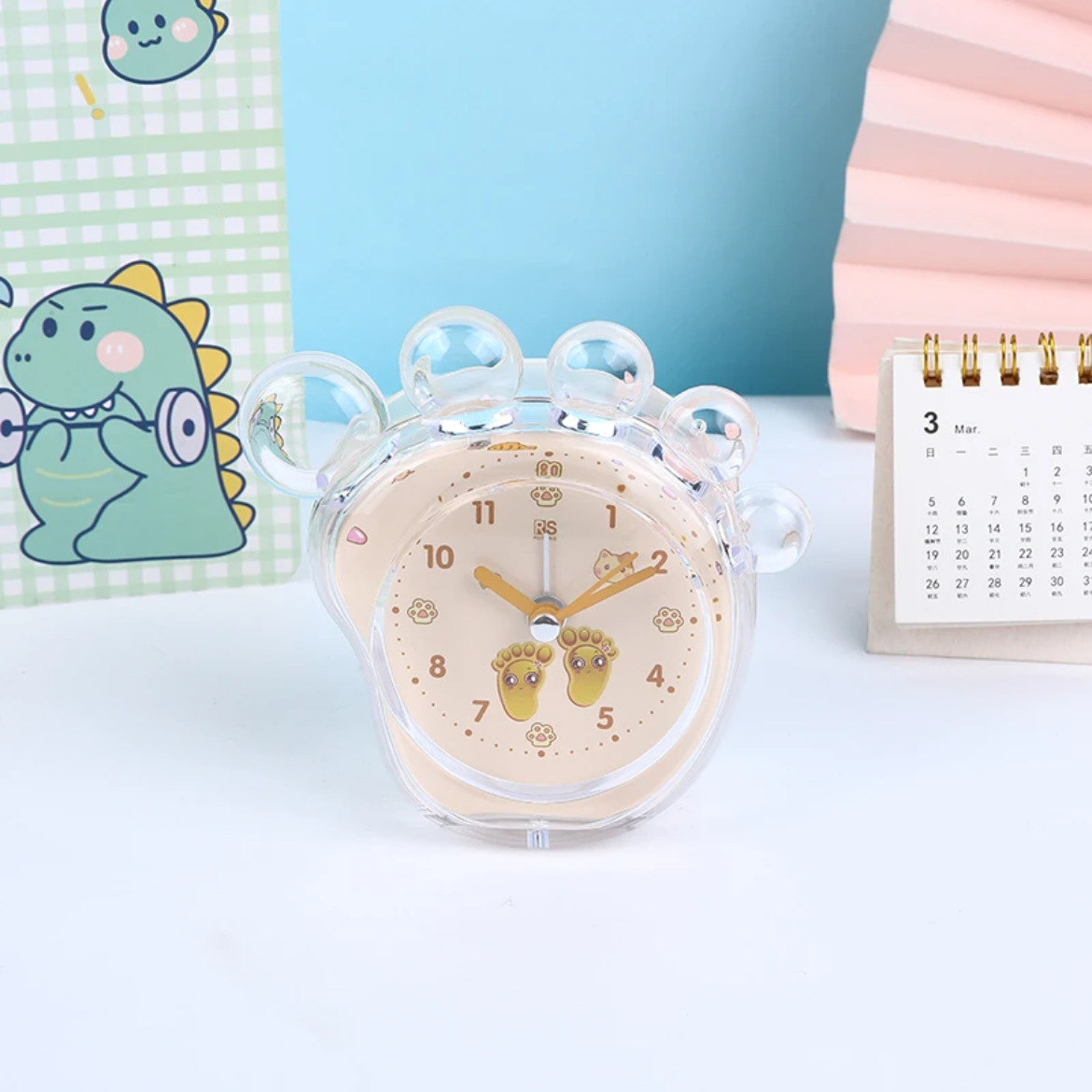 Fabricante de ventas de macarrón Piya fresco reloj despertador creativo para estudiantes con luz nocturna para llevar despertador conveniente