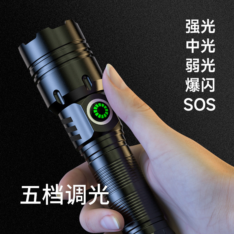 Nueva mini linterna portátil, zoom telescópico, linterna de aleación de aluminio de largo alcance de alto brillo, linterna recargable de luz fuerte