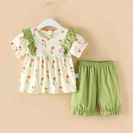 0-5岁婴儿夏装棉套装A类分体两件套宝宝衣服夏季女童薄款9个月