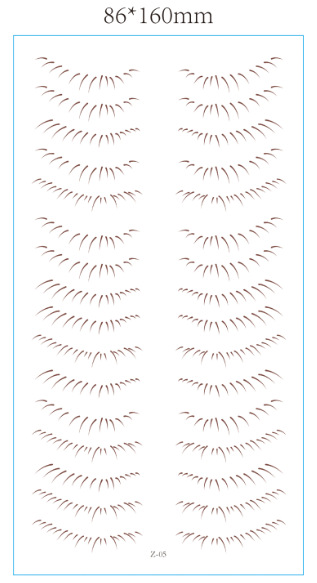 Etiqueta engomada creativa personalizada del tatuaje de la simulación de la pestaña inferior Pestañas postizas de transferencia de agua de parche de tatuaje de pestañas a la muestra de imagen