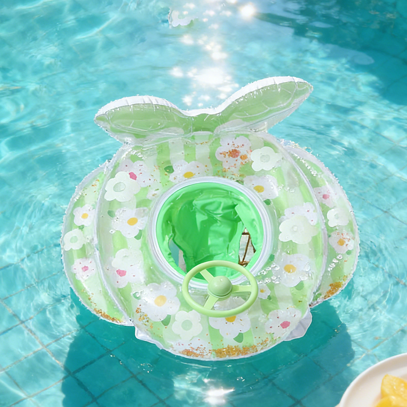 Red Daisy transparente anillo de natación de diafragma, anillo de natación infláble para adultos y niños, anillo de natación de piscina junto al mar