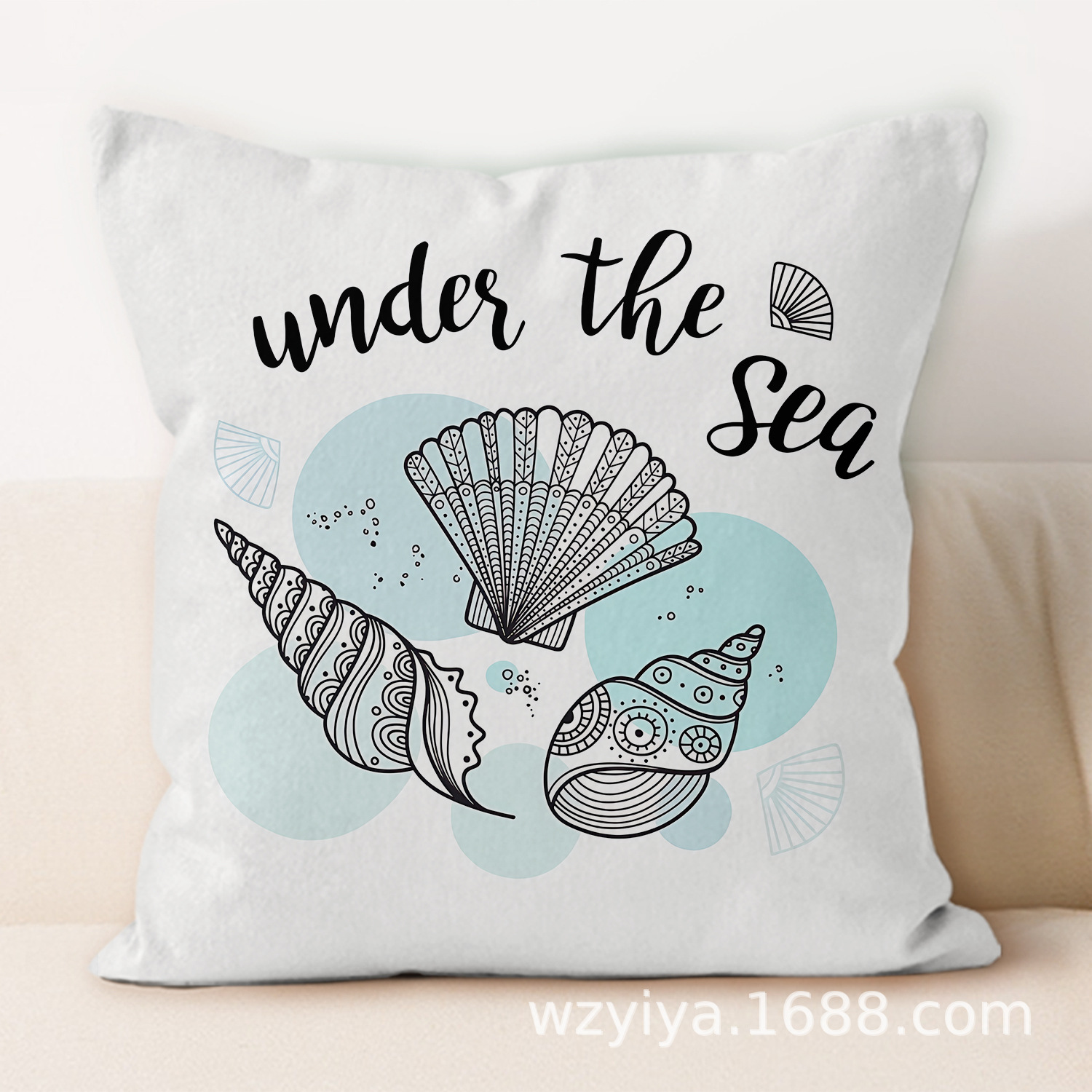 Sea shell impresión almohada de abrazo simple moderno sofá en el hogar cojín de respaldo decoración desmontable cuadrado almohada de cabeza de cama