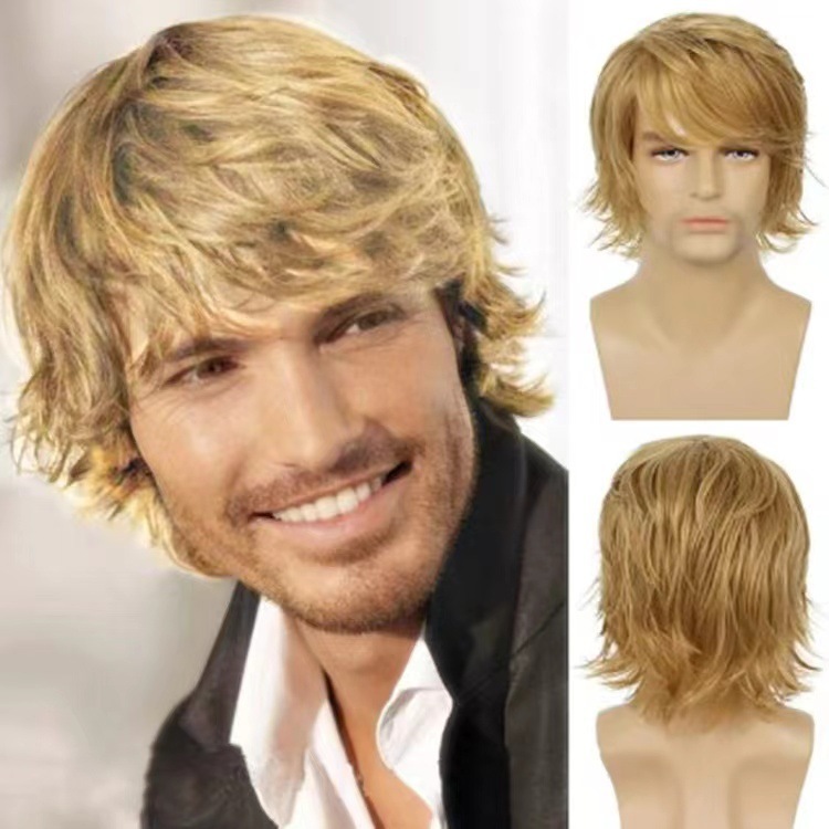 アマゾンの新型男性髪欧米男性かつら化繊頭カバーwigs男性巻き髪メーカー卸売り代発|undefined