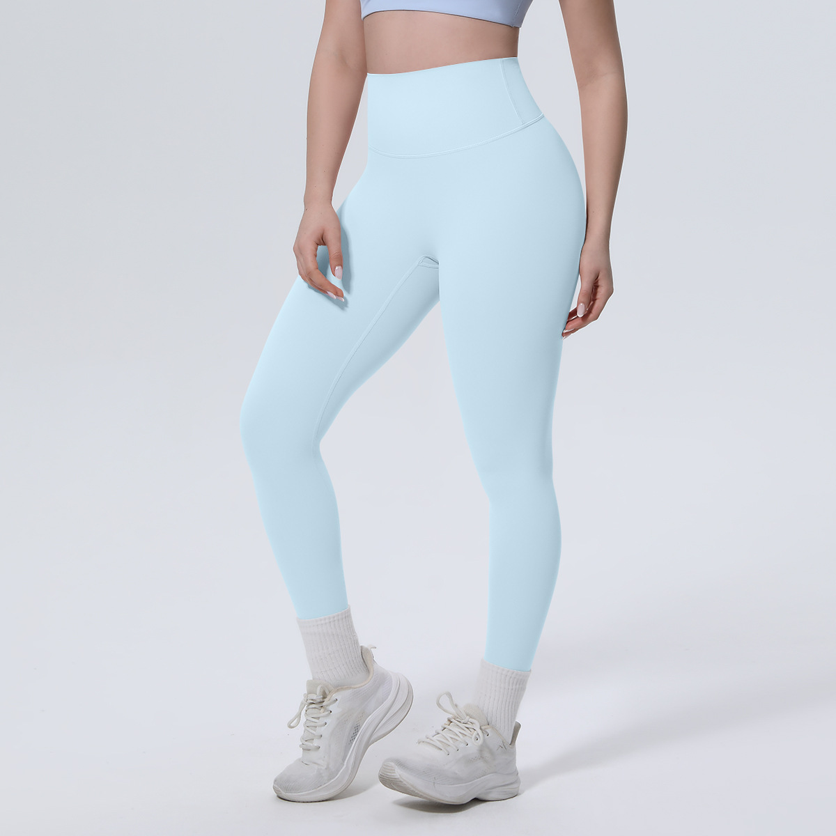 Nuevo transfronterizo delgado sensación de hielo piel transpirable brocado de doble cara de color sólido ropa deportiva para correr y ejercer ropa de yoga para mujeres