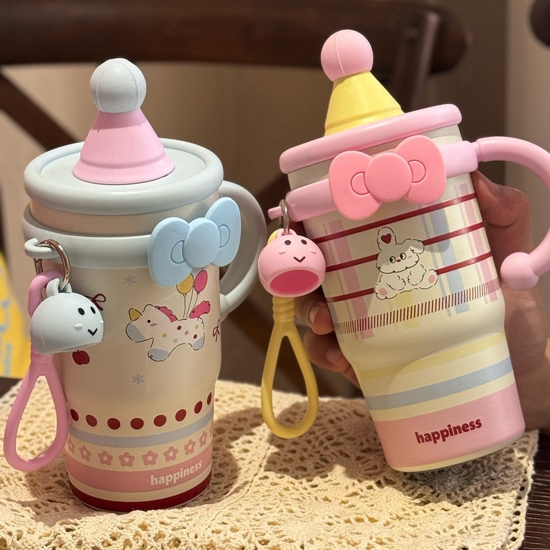 Hello Kitty大容量卡通保温杯女生ins办公室吸管学生保冷冰霸杯子|undefined