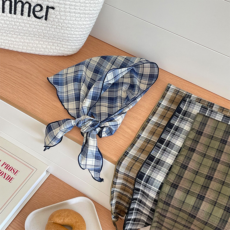 Pañuelo de seda de alta calidad, bufanda de decoración de cuello de todo fósforo coreana, bufanda triangular retro literaria, bufanda de cintura, cinturón para el cabello, cabello atado