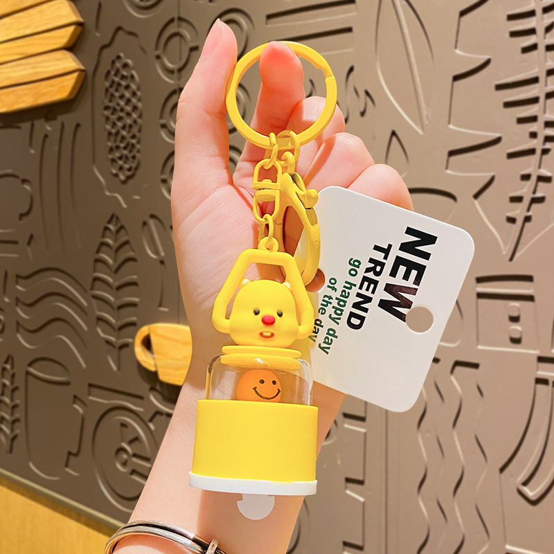 Llavero cadena mochila adornos Beaver noche luz llavero mujer exquisita curación colgante de alta calidad lindo coche de la joyería