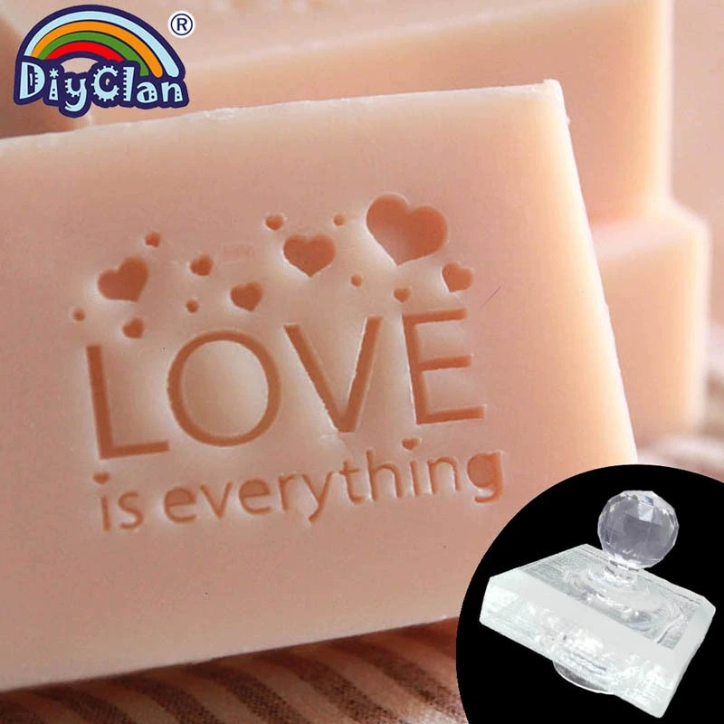 Acrylic handmade soap for St. Valentine's Day, seal, organic handle, oil