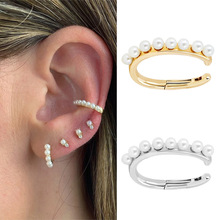 折叠耳夹女欧美小众复古耳饰新款耳骨夹不过敏跨境黄铜电镀耳蜗夹