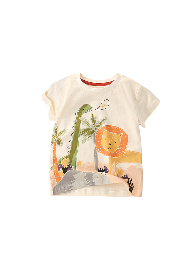 Malwee niños camiseta verano nuevo europeo y americano cuello redondo camisa estilo occidental de los niños impreso top de los muchachos