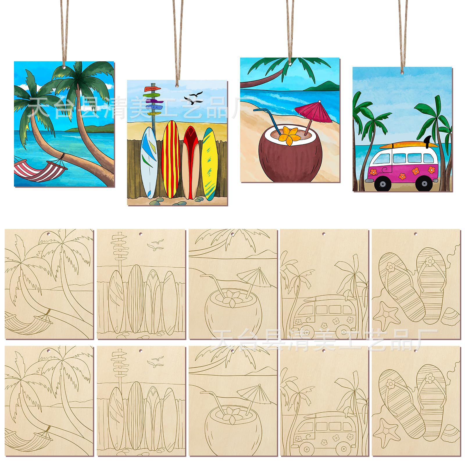 Artesanías de madera inacabadas Dibujo de niños para adultos a granel Pre-taladrado Pintura de madera Decoración Artesanías de piezas de madera