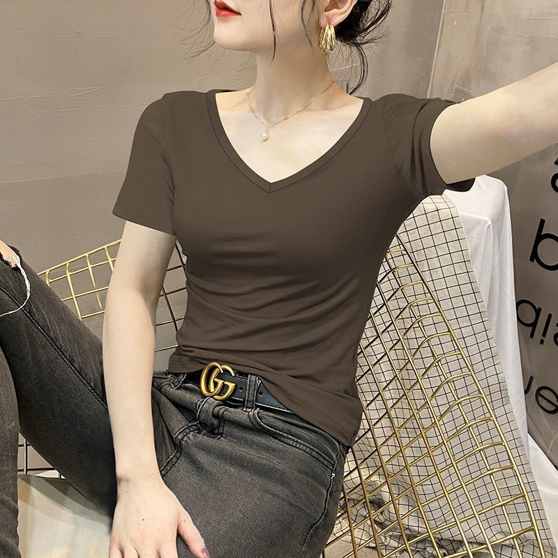 커피 컬러 [브이넥] 모달