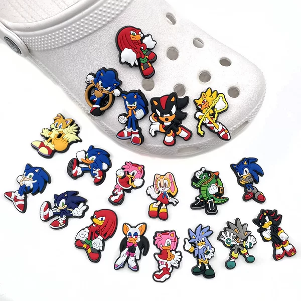 Sonic Hedgehog Shoes Flower Hole Shoes Accessories PVC Soft Rubber Shoe Buckle Diy Shoes Flower Shoes Decorative Garden Shoes Accessories