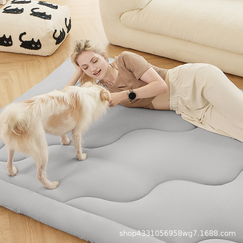 Amazon Same Style Japanese Floor Futon Mattress Thick Tatami Foldable Sleeping Mat Portable Wave Light Gray