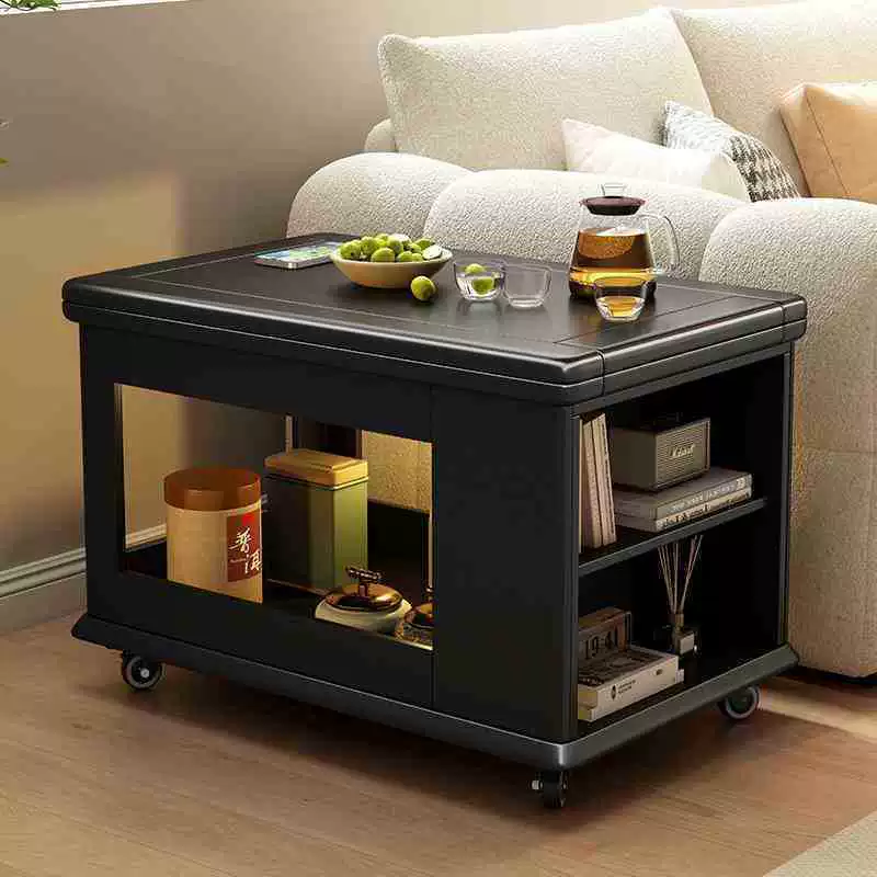 Журнальный столик на тележке из цельного дерева для дома, складной мобильный чайный столик, маленькая гостиная, многофункциональный диван, приставной столик, чайный столик