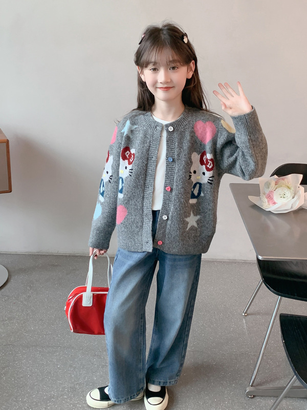 女童外套春秋款2025新款儿童洋气时髦毛衣开衫女孩秋装网红上衣潮|undefined