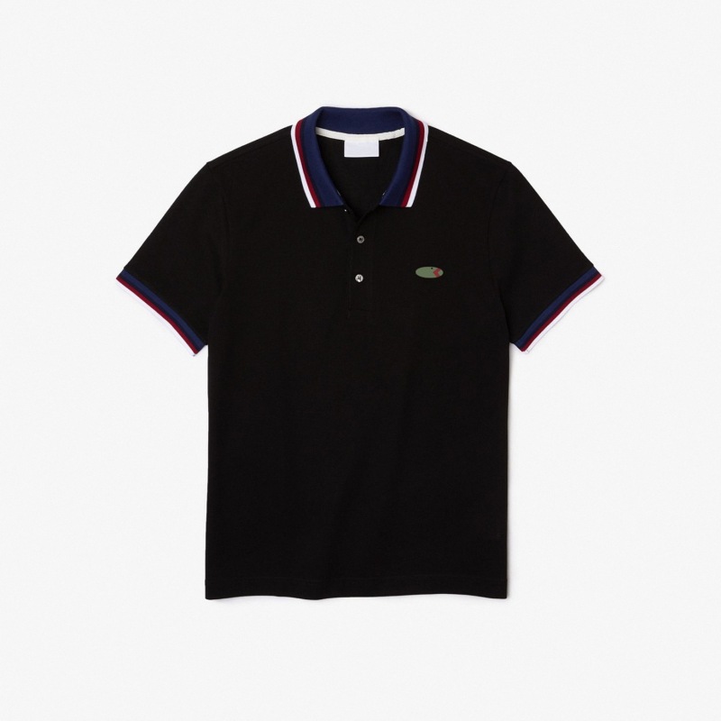 High-Quality New French Crocodile Men's Short-Sleeved Polo Shirt Pure Cotton Fish-Printed Colorful Edge Lapel Short-Sleeved T-Shirt for Men