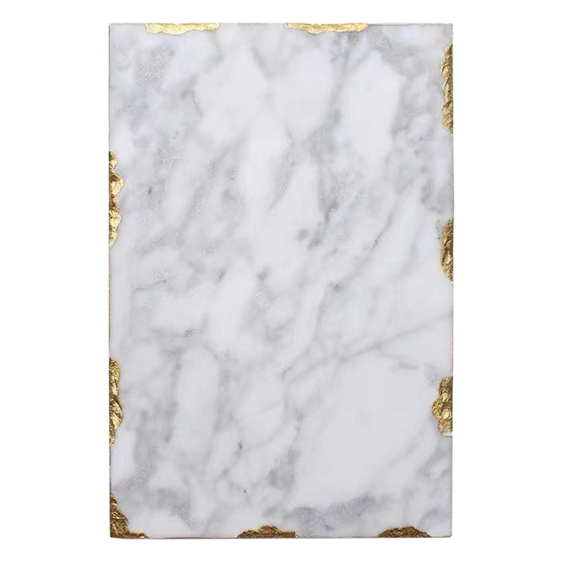 Bandeja de mármol de estilo nórdico borde dorado Almacenamiento de cosméticos accesorios de tiro hogar modelo sala de almacenamiento decoración suave