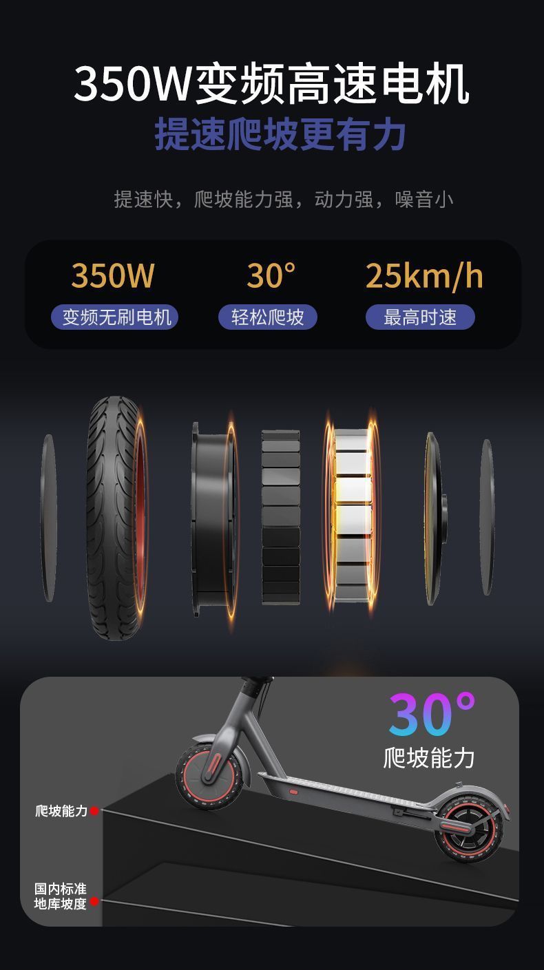Electric foldable two-wheeled adult scooter, foldable model for commuting, suitable for college students and office workers, with long battery life