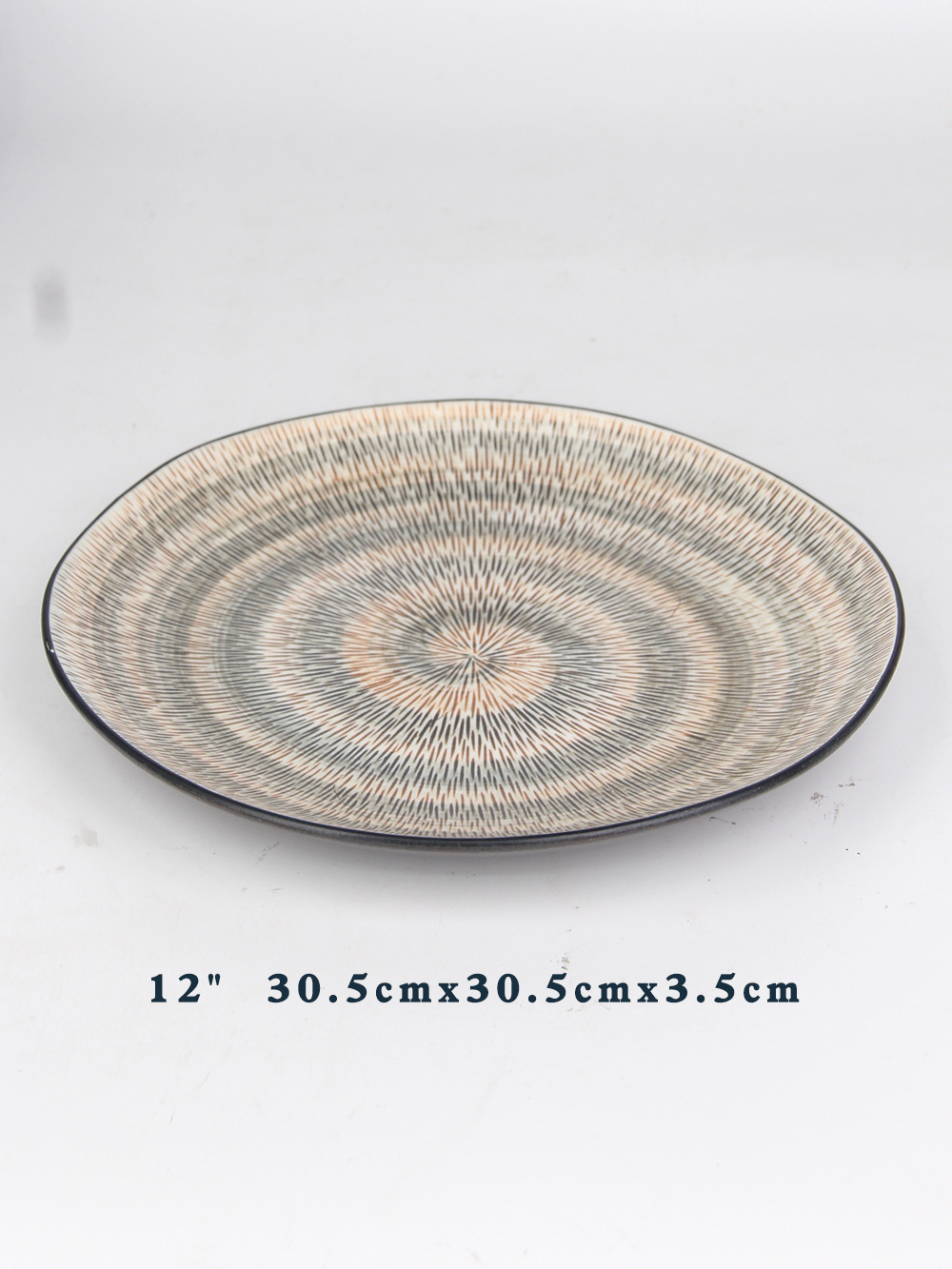 12 pulgadas simple estilo redondo plato de cerámica Hotel occidental Placa de carne Placa de pasta placa fría plato