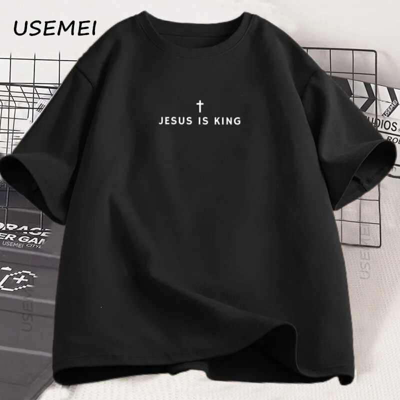 Pure Cotton Short-Sleeve T-Shirt for Men with Religious Motifs, Round Neck, Cotton Faith-Themed King T-Shirt for Men Pure Cotton Short-Sleeve T-Shirt for Men with Religious Motifs, Round Neck, Cotton Faith-Themed King T-Shirt for Men