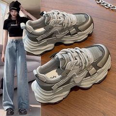 老爹鞋女2025春秋季新款時尚百搭網面透氣跑步休閒厚底增高運動鞋