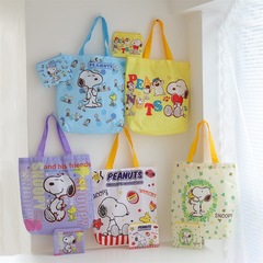 Japanese cartoon large-capacity shopping bag foldable portable eco-friendly bag supermarket tote bag student shoulder storage bag