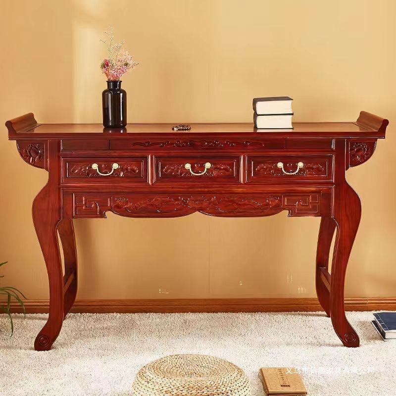 Solid Wood Offering Table for Home Use, Buddhist Altar Cabinet, Rural Economical Offering Table, Main Altar for Gods and Spirits