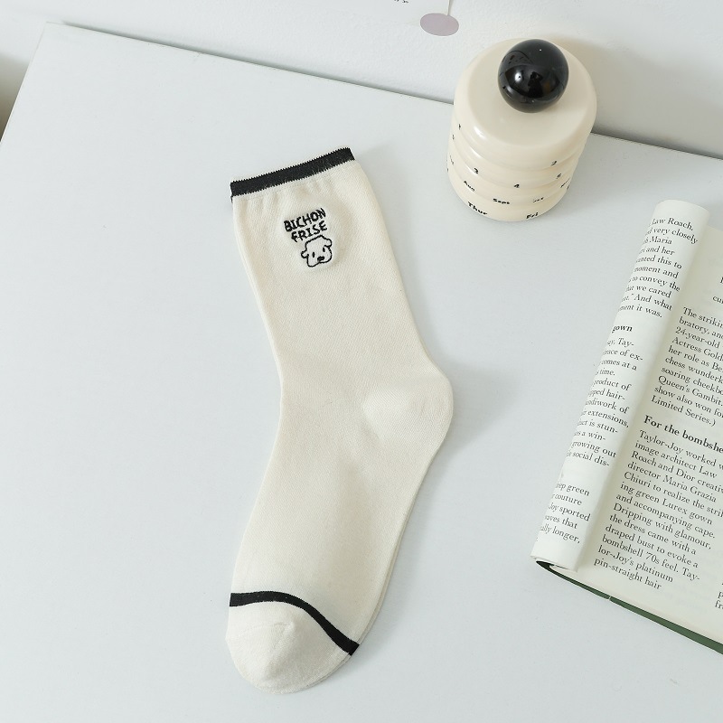 Calcetines de perrito para mujer, estilo japonés con rayas y lunares, lindos y cómodos para uso diario.