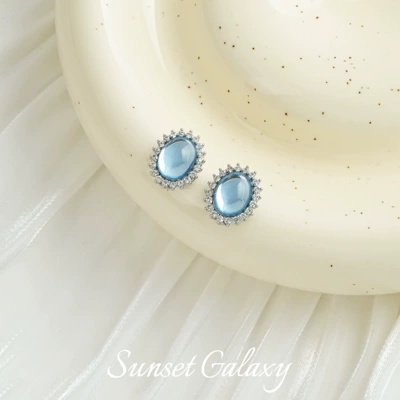 Zərgərlik ara hissələri, beads with beads loose beads - oval-sapphire2-platinum-one-piece-105125mm