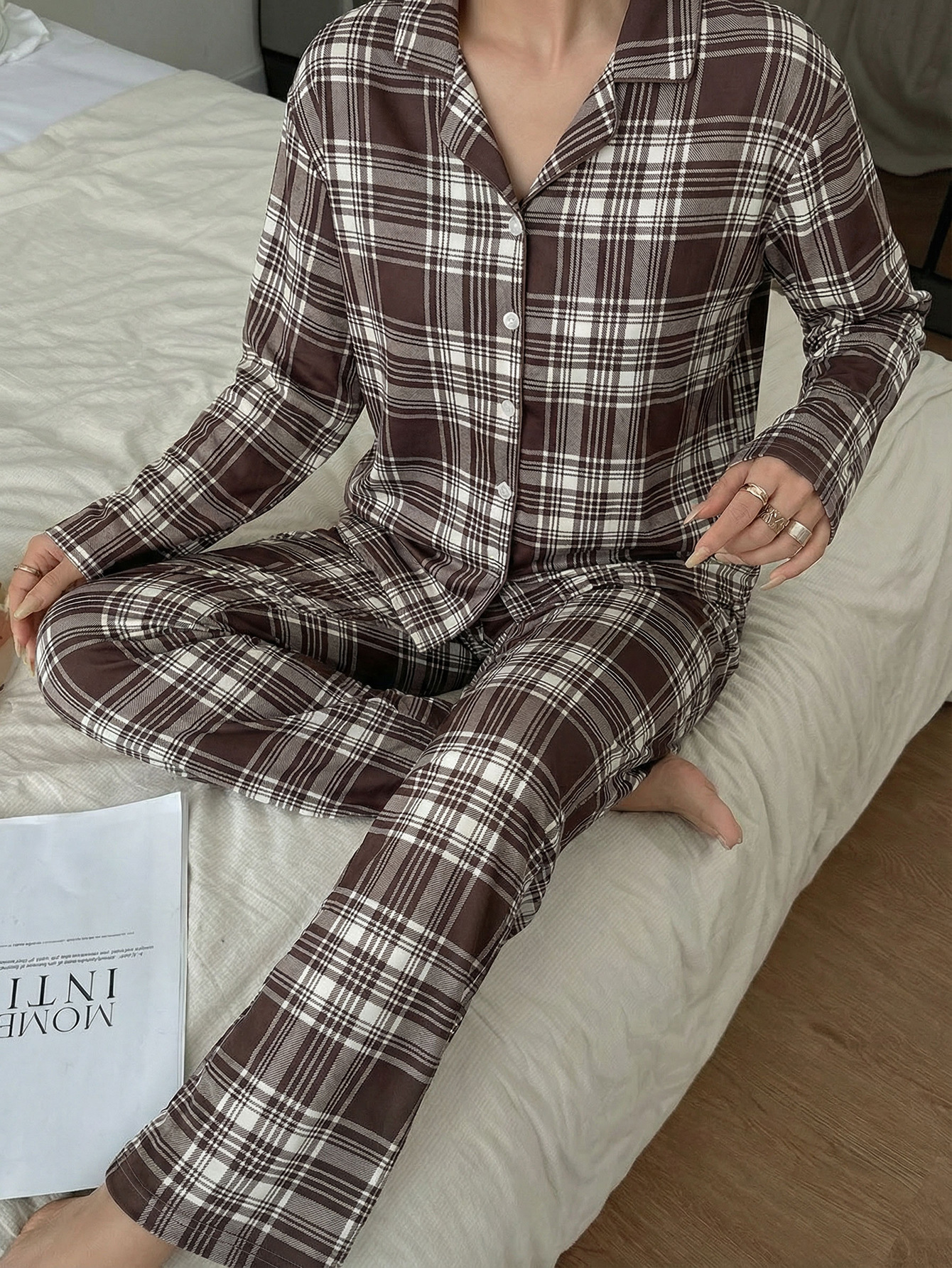Otoño y invierno de las nuevas damas Navidad Europa y Estados Unidos Cardigan transfronterizo cuello de manga larga pijama de manga larga ropa de hogar conjunto de mujeres