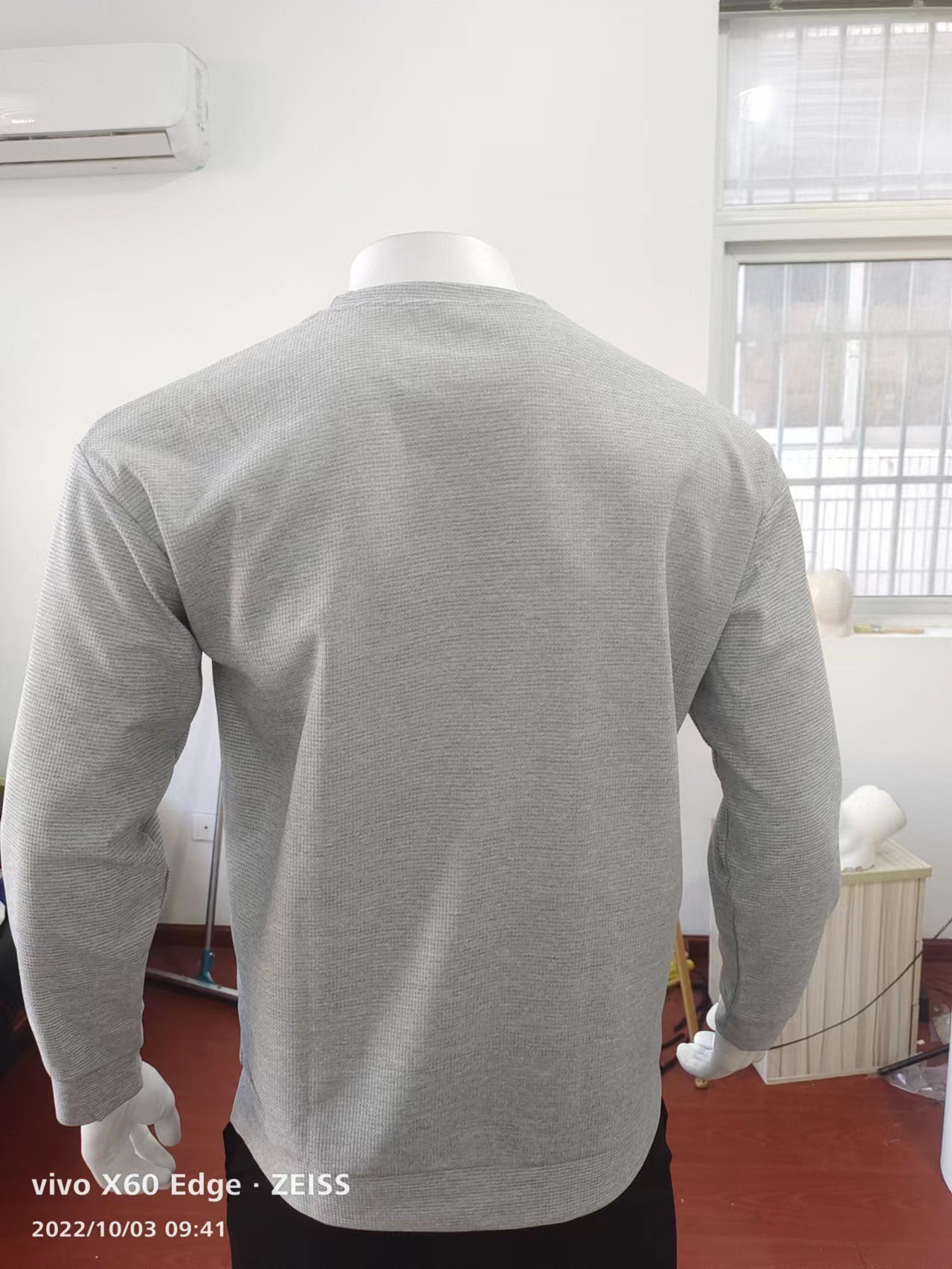 Men's T emu Solid Color Waffle Long Sleeve T-shirt Spring and Autumn New Round Neck Top for Men_voghion.com