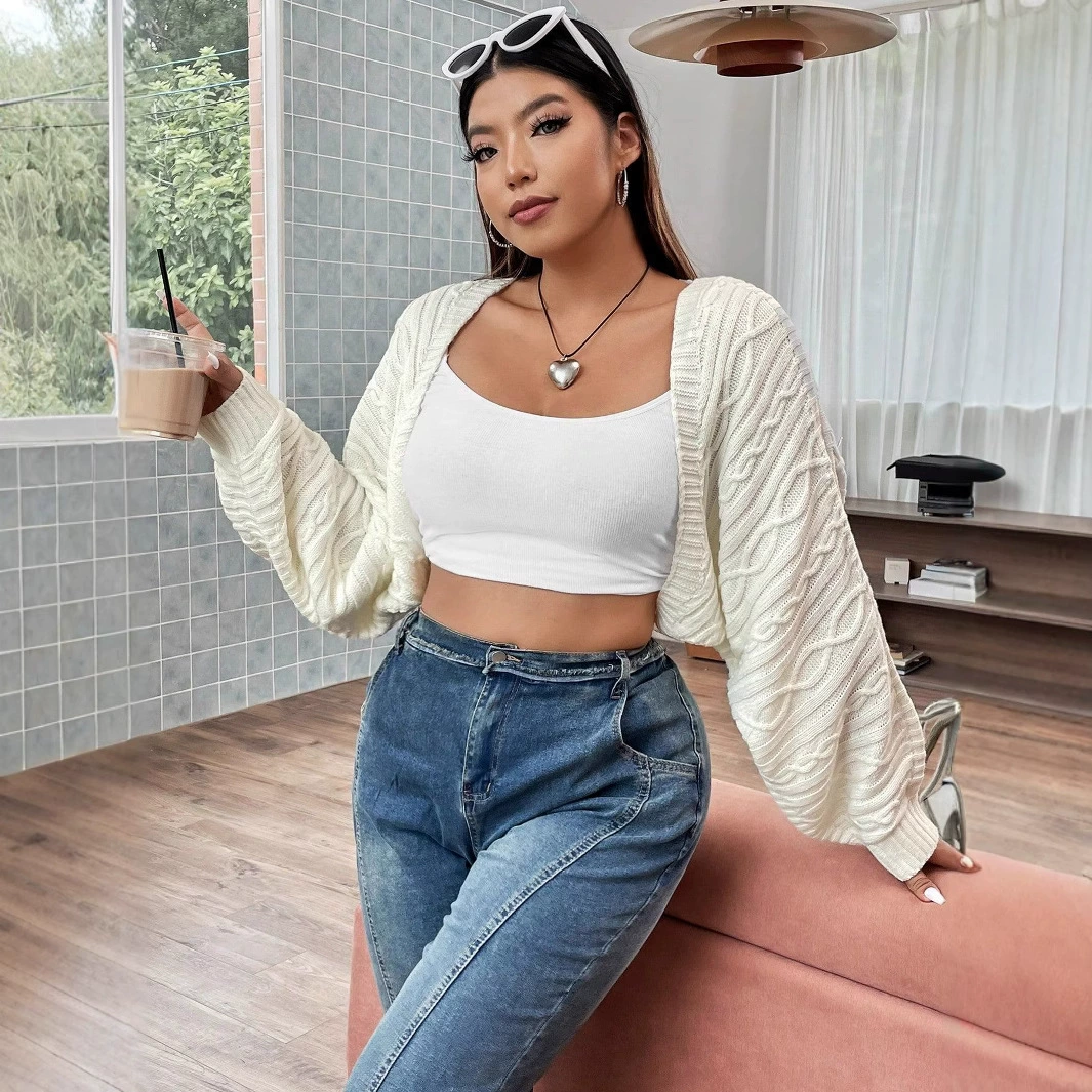 Кросс-бордерная блузка Amazon однотонная осенне-зимняя мода, новая блузка с рукавами-крыльями, свободная повседневная, с открытой передней частью, кардиган большого размера