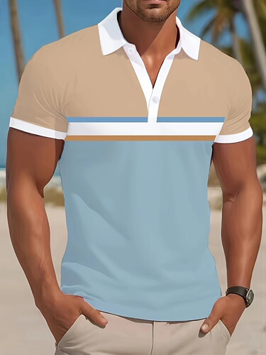 Men's Premium Casual Button Polo Shirt Lightweight Button-down Polo Shirt
