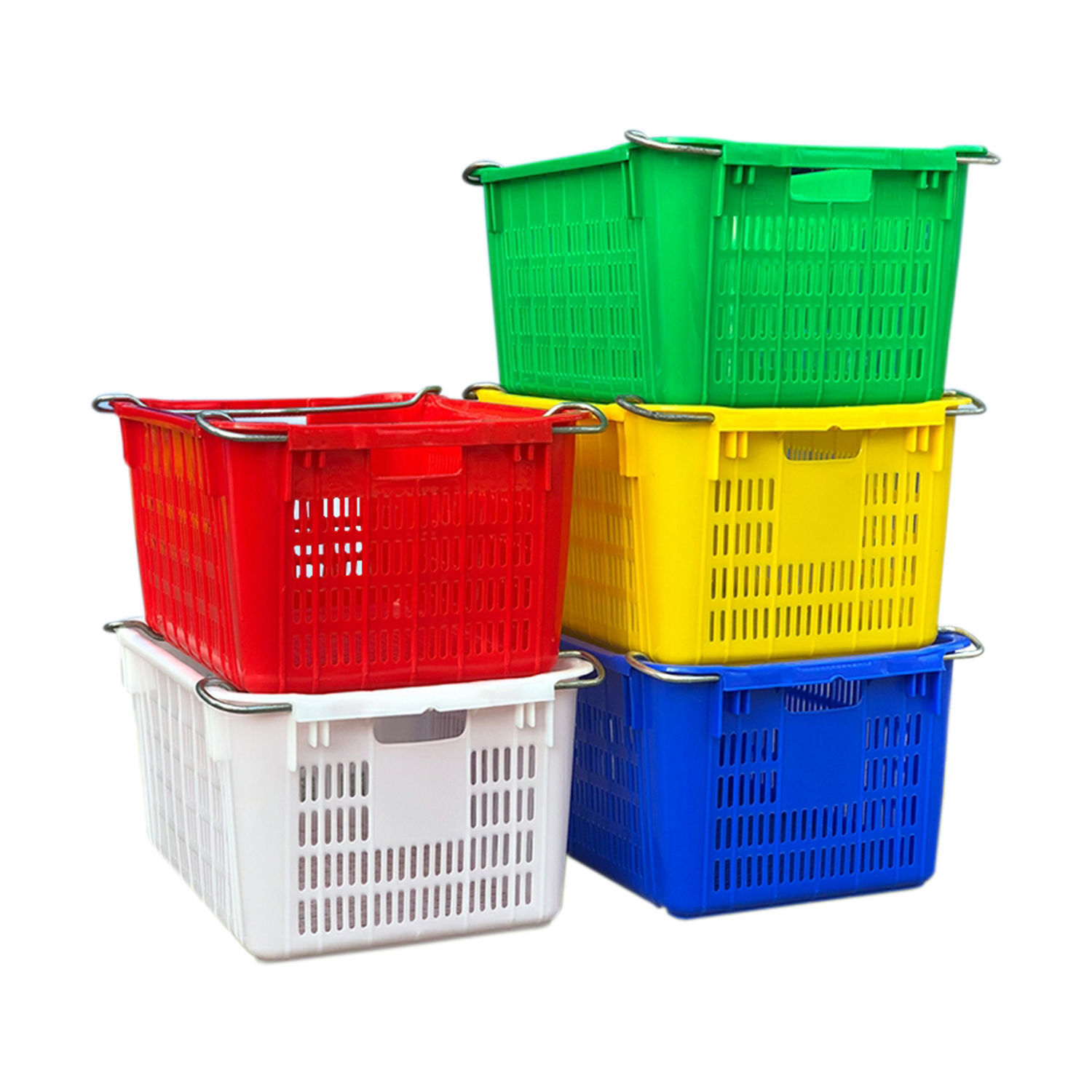 加厚大号塑料箩筐白色蔬菜配送筐铁耳周转箩塑胶菜框子长方形胶筐