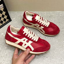 德训鞋女2025秋季新款头层牛皮鞋子女鞋百搭真皮休闲鞋运动阿甘鞋