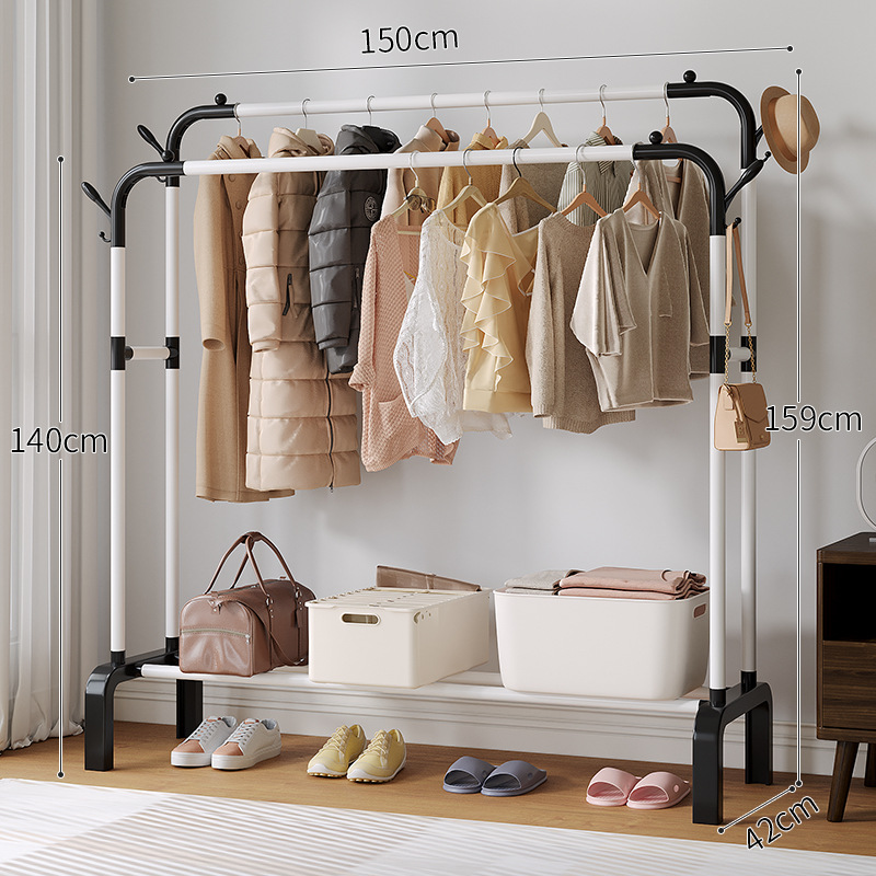 Double pole 150cm reinforced white | storage rack + coat hook