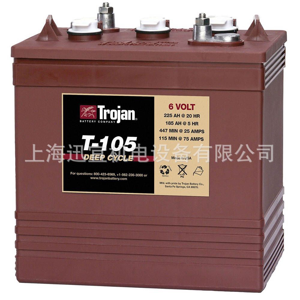 美国Trojan T-105大容量铅酸蓄电池 高尔夫球车巡逻车用蓄电池