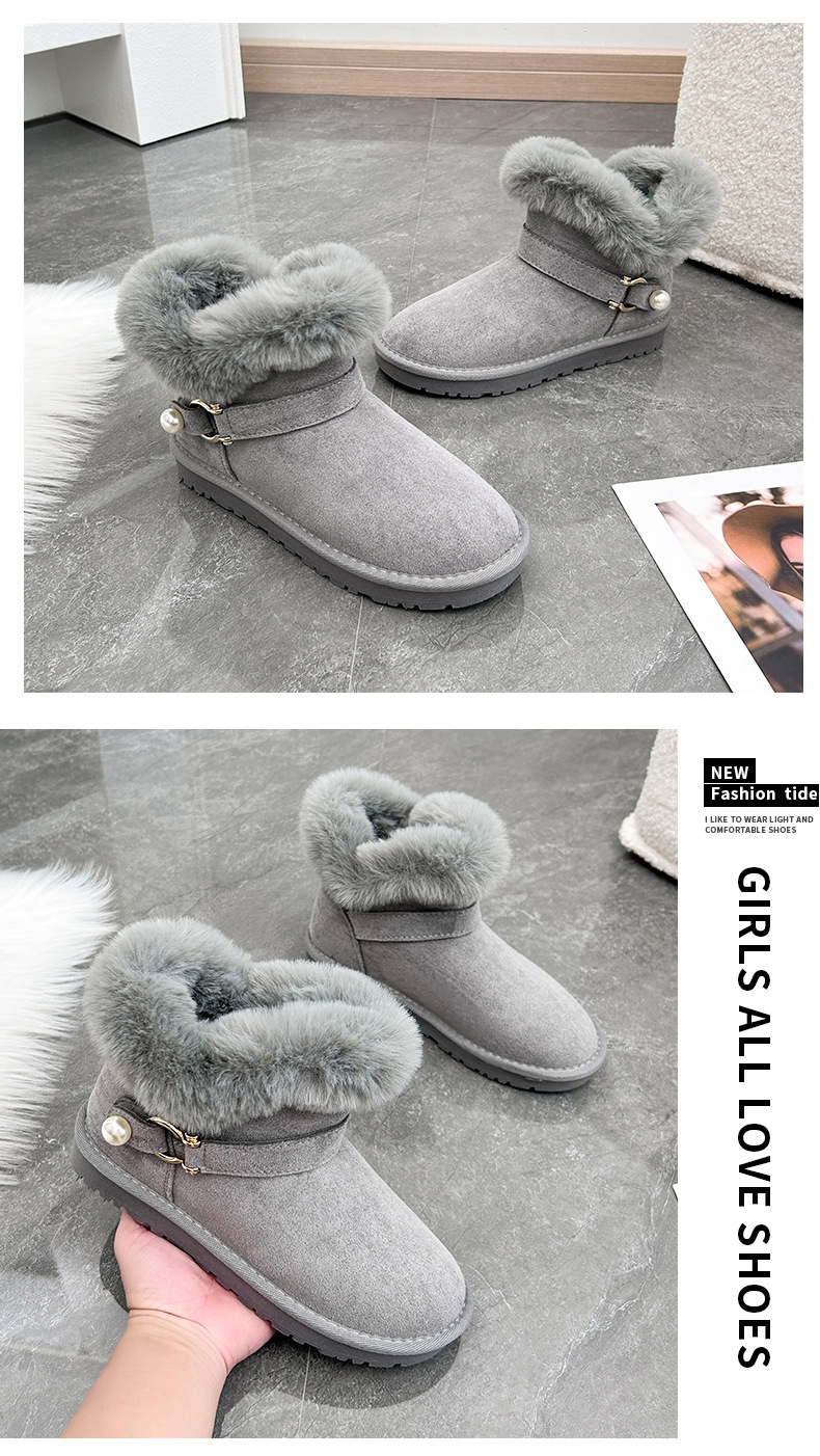 Botas de neve femininas com forro sola grossa botas de algodão_voghion.com