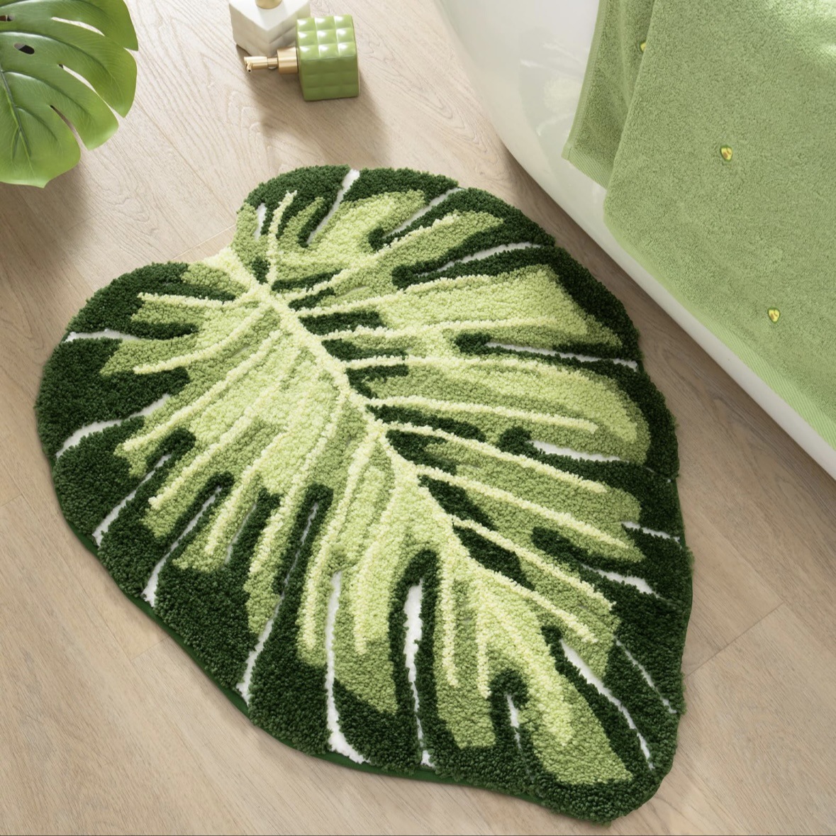 Vintage Nordic Boho Leaf Pattern Bath Mat Non-slip Hallway Rug_voghion.com