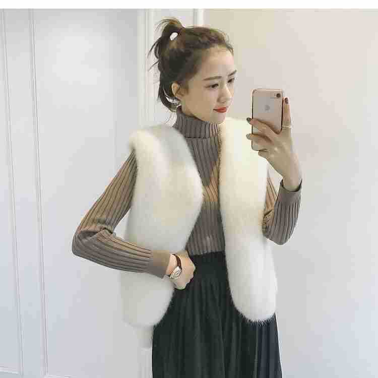 Factory Direct supply 2023 new autumn fashion fashion warm protection short rabbit fur ribbon vest imitation fur coat for women