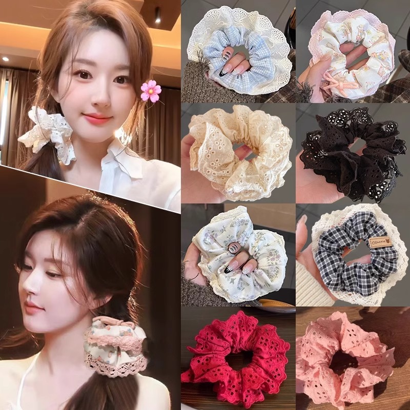 Encaje Encaje Encaje Encaje Encaje Rojo Mujer Red 2025 Nuevo Encaje Encaje Cuerda para la cabeza Cuerda para el cabello de alta elasticidad Tazo de banda de goma para el cabello