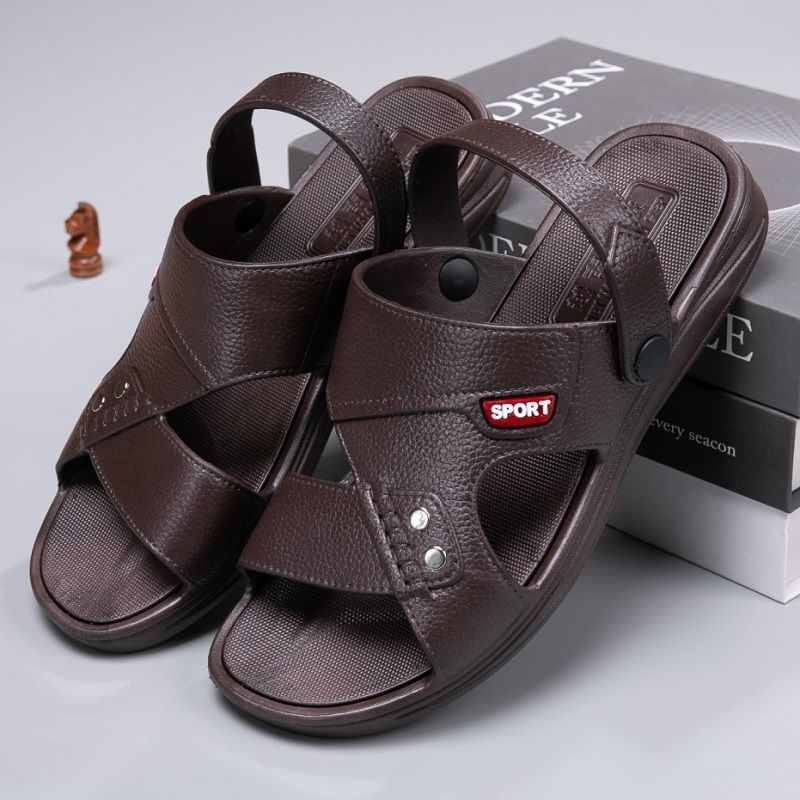 Entrega de una pieza envío gratuito Vietnam goma hombres sandalias zapatillas de dos vías verano hombres plataforma de conducción antideslizante zapatos de playa