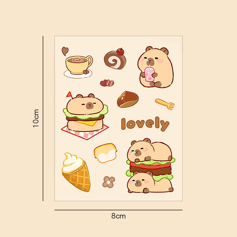 Cute dibujos animados de dibujos animados de panda pegatinas PET divertidas pegatinas autoadhesivas pegatinas de libro de mano pegatinas de panda impermeables