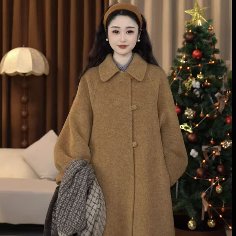 New Style Young Women's Cashmere Coat, Mid-Length, Korean Style, Loose and Gentle Style, Woolen Coat Manufacturer