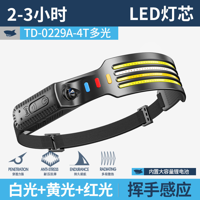 Sonriente tiburón transfronterizo nueva lámpara de inducción multifuncional lámpara de cabeza ajustable multi-posición lámpara de luz multi-fuente de luz iluminación exterior