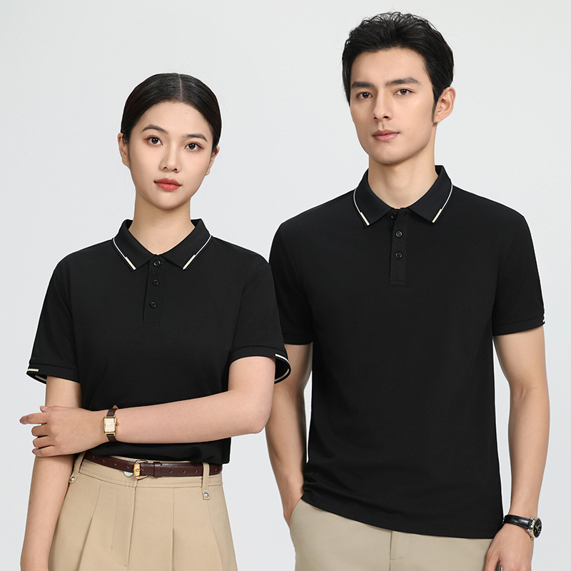 Polo de solapa de manga corta de comercio exterior de exportación para hombres y mujeres 190g casual de negocios traje de grupo de trabajo simple camisa publicitaria bordada