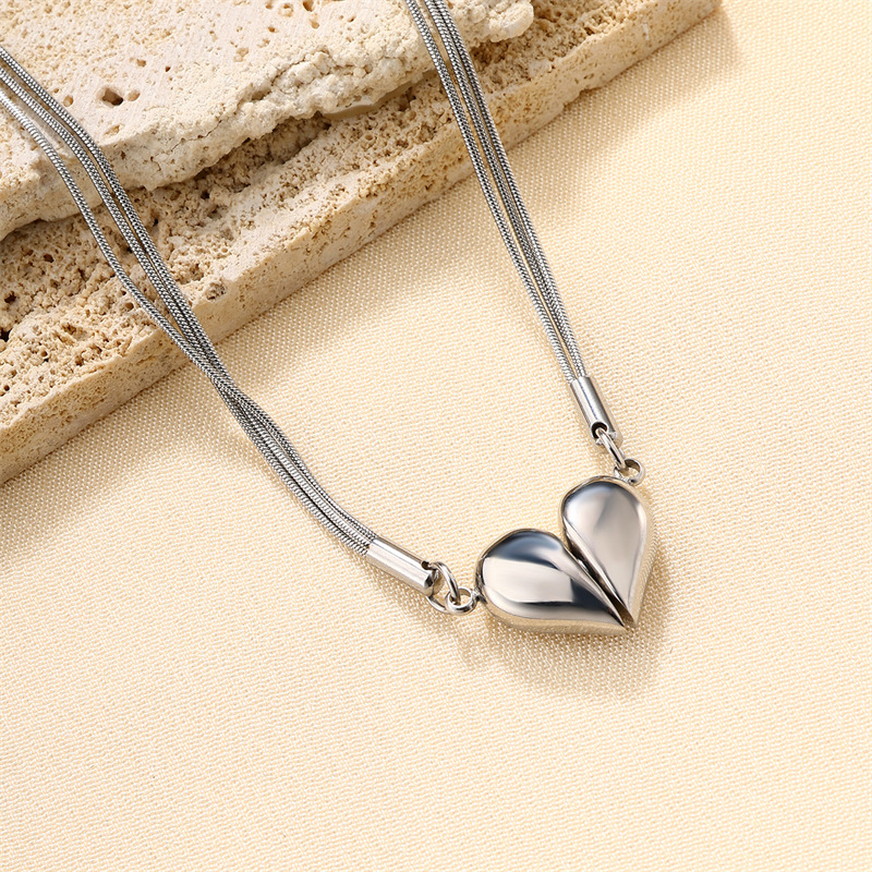 17g Weight Pendant Necklace Classification 1 Piece Quantity Holiday Occasion Stainless Steel, Titanium Steel Material Heart Shape Pattern Women's Gender Plating Design Cute, Sweet Style Heart Shape Stainless Steel Titanium Steel Cute Sweet Pendant Necklace 无